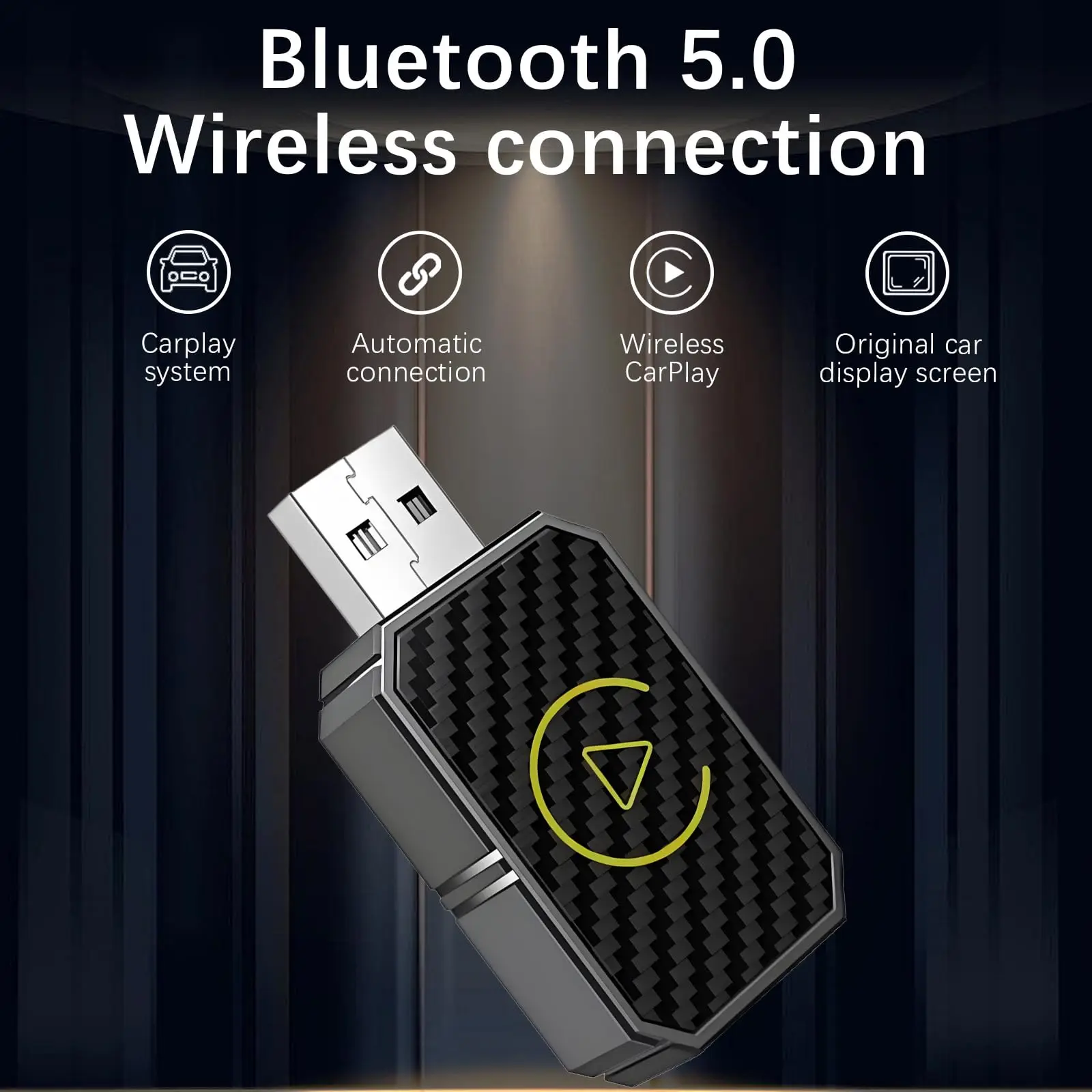 2 in 1 Mini Wireless CarPlay Adapter 5.0 WiFi Adapter Auto Car Connect Type-C/USB Plug & Play Carplay for iPhone/Android