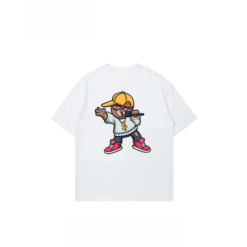 

Hip - Hop Rap Bear Tee: Gold Chain, Mic, Street Vibe T - Shirt