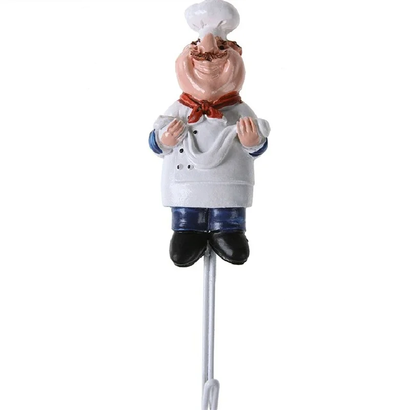 Cute Cartoon Chef Shape Decorative Hooks Wall Key Holder Door Clothes Coat Hat Hanger Kitchen Bathroom Towel Hooks Wall Hanging