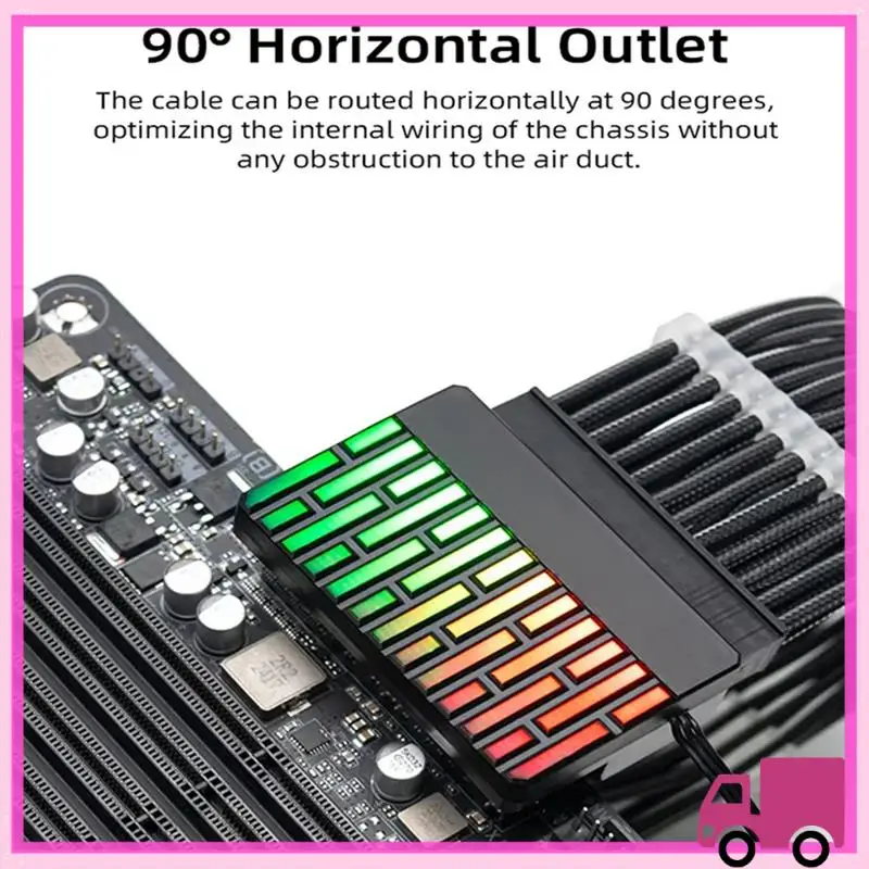 Compact ATX 24-Pin 90° Power Connector Adapter 5V 3 Pin ARGB 24Pin Female To Male 90° Power Adapter DIY For Desktops PC