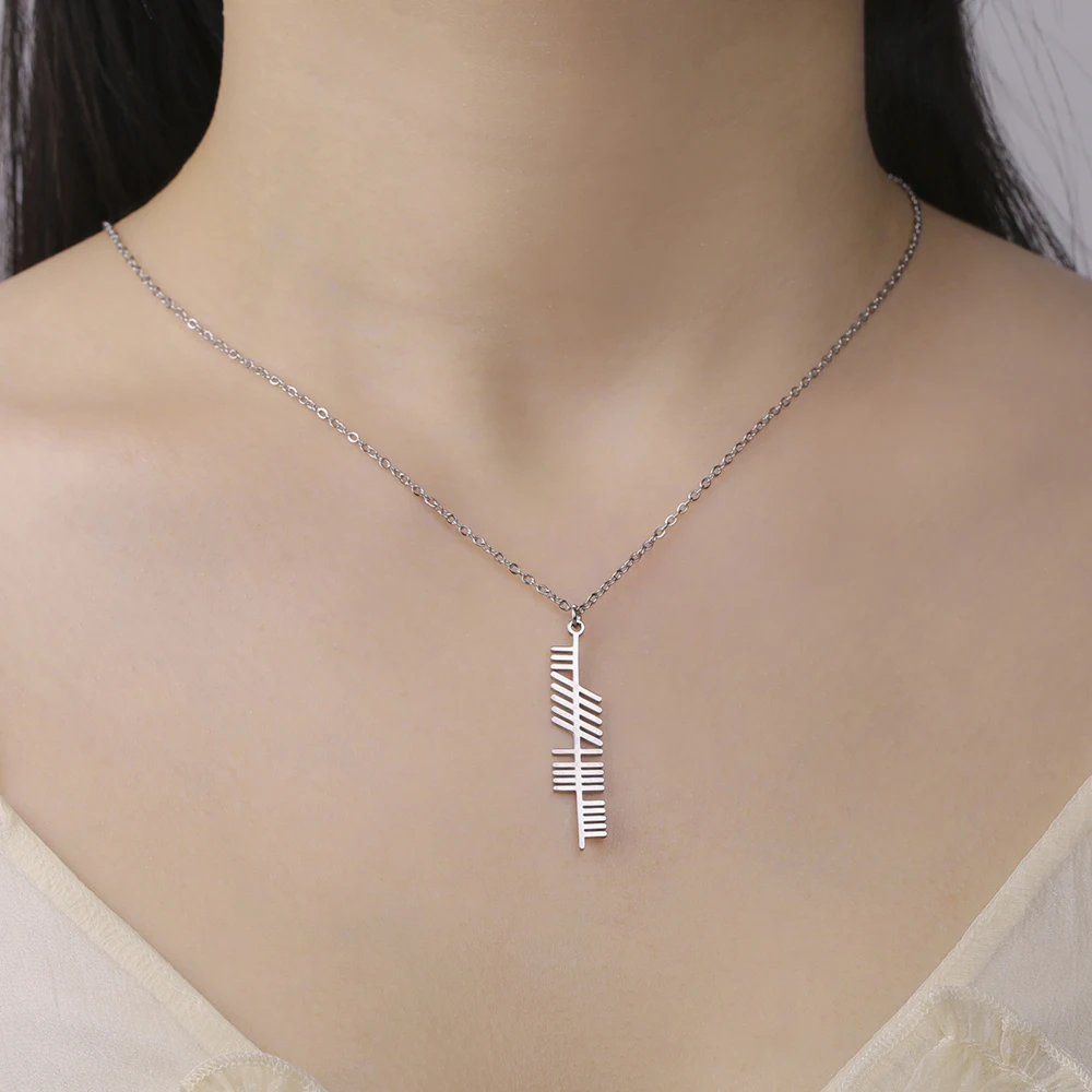 Dawapara Ogham Halskette Stärke Weisheit Liebe alten irischen Baum Alphabet nordischen Amulett Edelstahl Schmuck – Detail 7