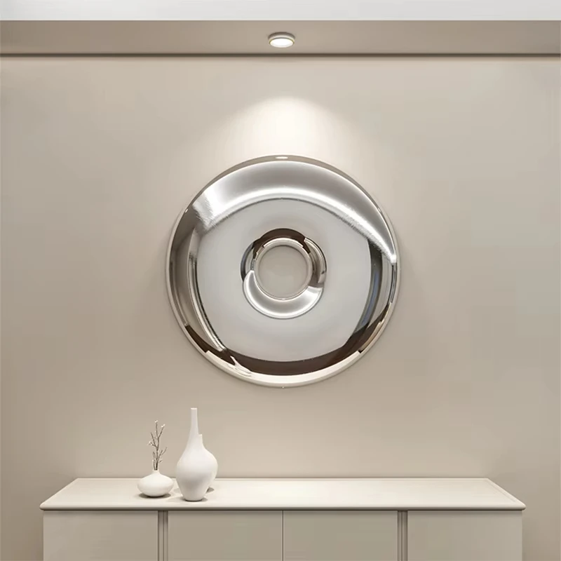 Creative donut wall decoration, modern silver plastic wall decoration, electroplating process circular wall sculpture ZY012VE