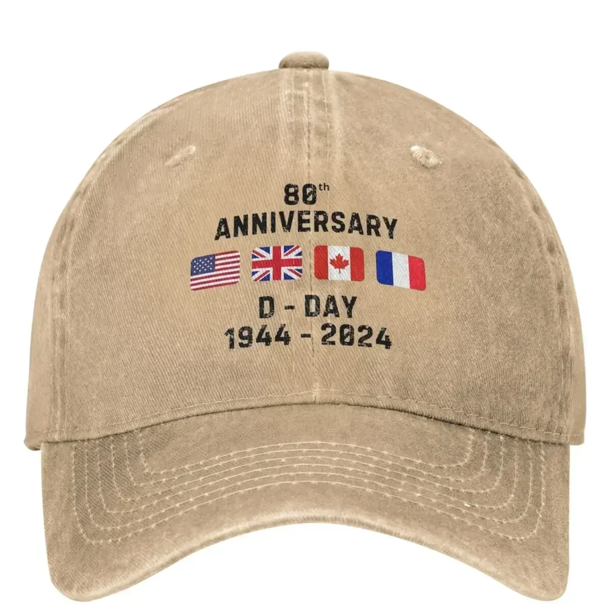 New 1944 D-Day 2024 80th Anniversary Normandy Casual Baseball Cap Flag Trucker Hat Snapback Cap Couple Women Fitted Baseball Cap