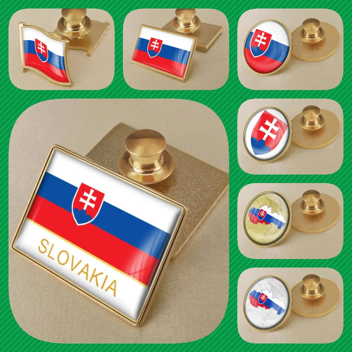 Slovakia Slovaks Slovak Republic Map Flag National Emblem National Flower Brooches Badges Lapel Pins