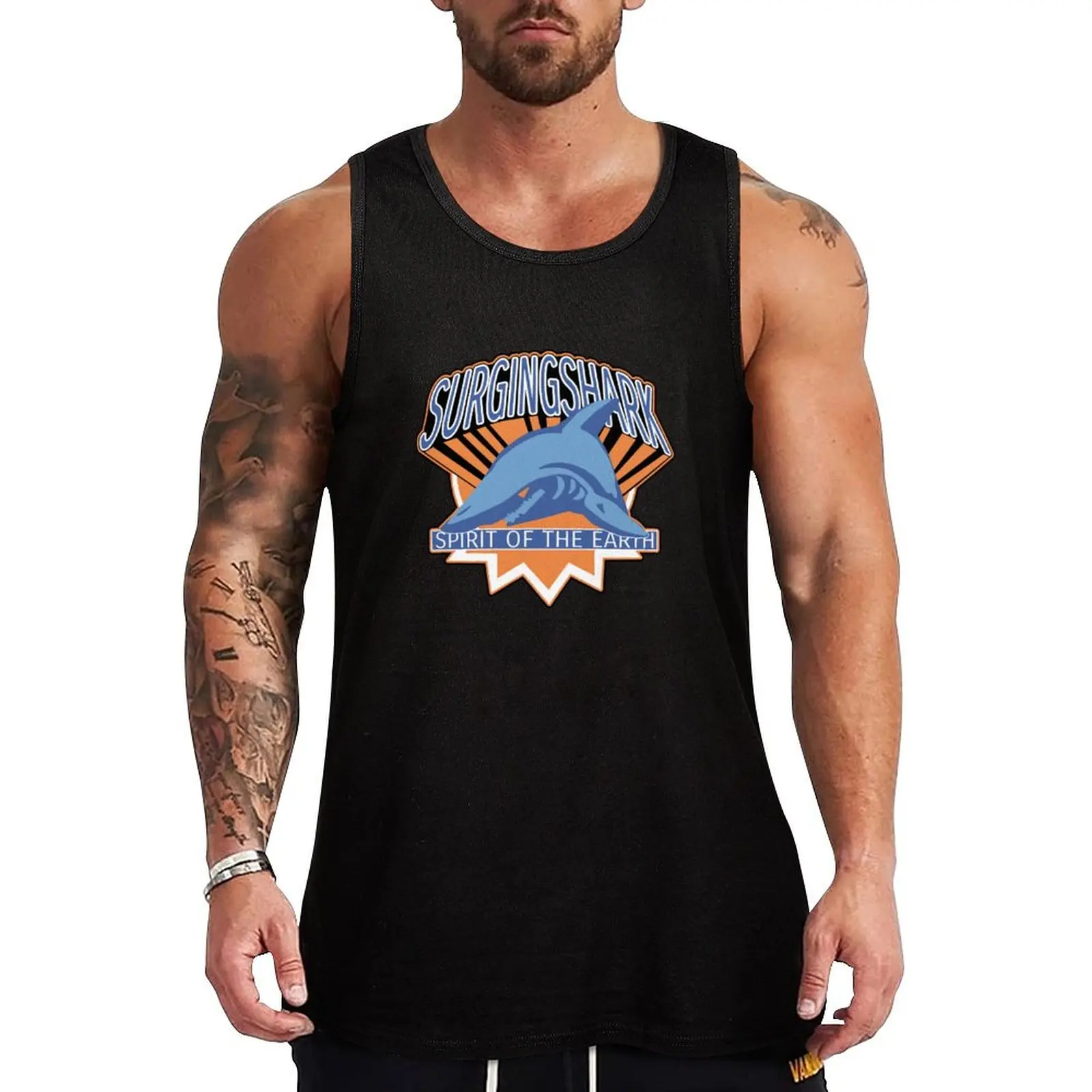 Surging Shark Tank Top fitness anime gym bodybuilding t-shirt man vest