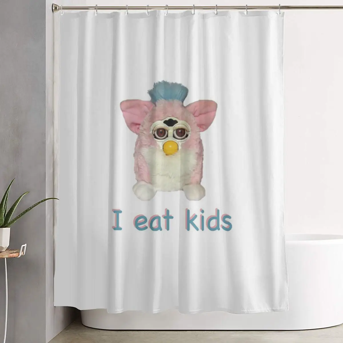 

Furby I Eat Kids Shower Curtain Bathroom Polyester Waterproof Bath Curtains with Hooks