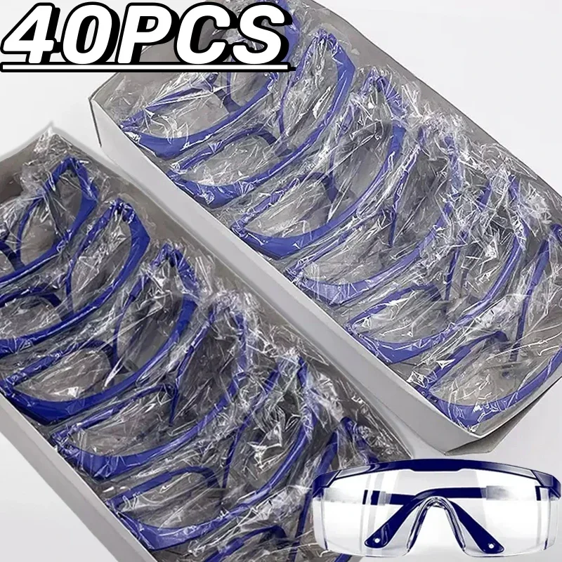 40PCS Safety Goggles High-Transparency Lenses with Splash Wind&Dust Protection Comfort Fit for Dusty and Windy Work Environments image 2