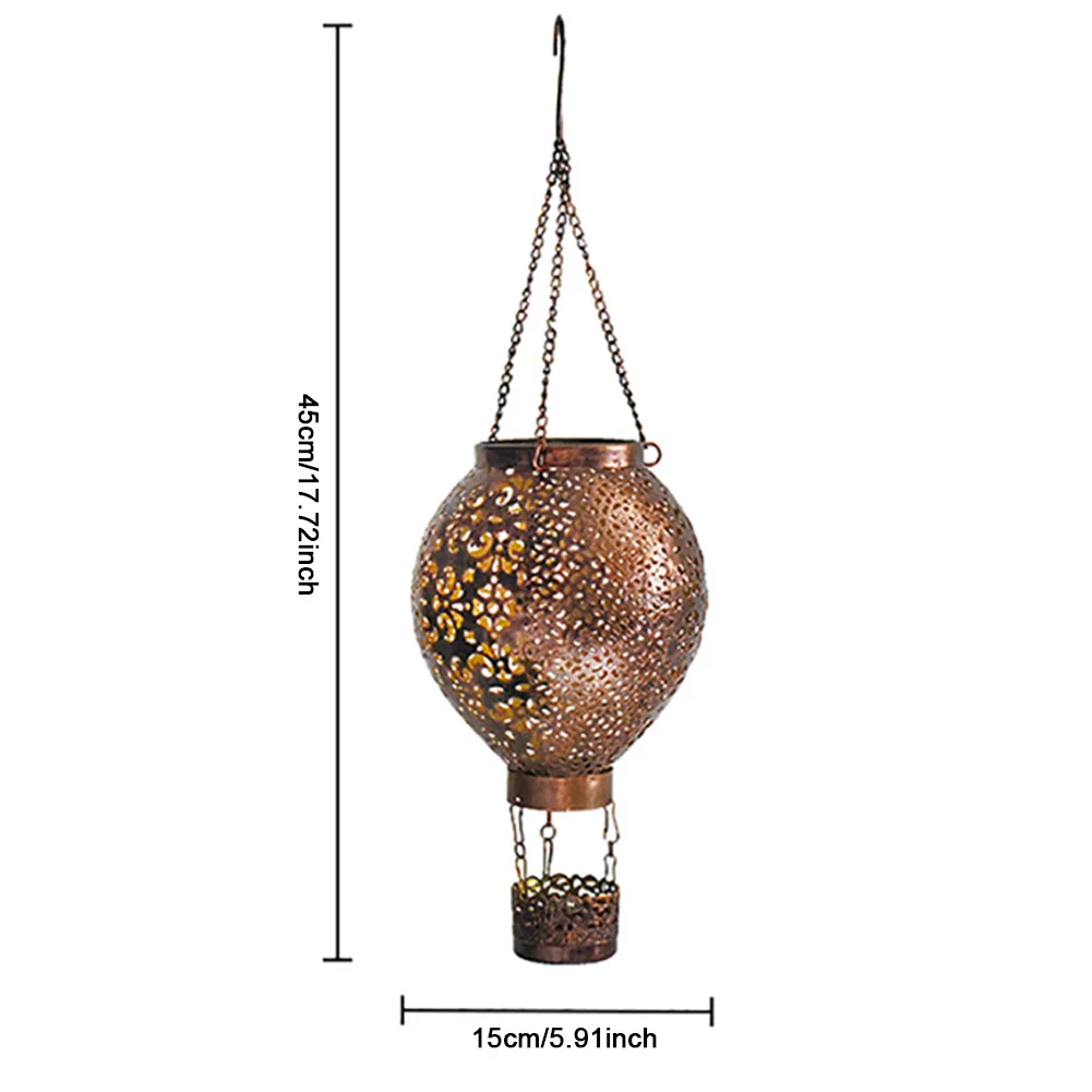 ソーラーLEDプロジェクターランプ、レトロな熱気球ライト、自動オン/オフフラワー、中空アウトランタン、屋内と屋外、庭と庭、600mah