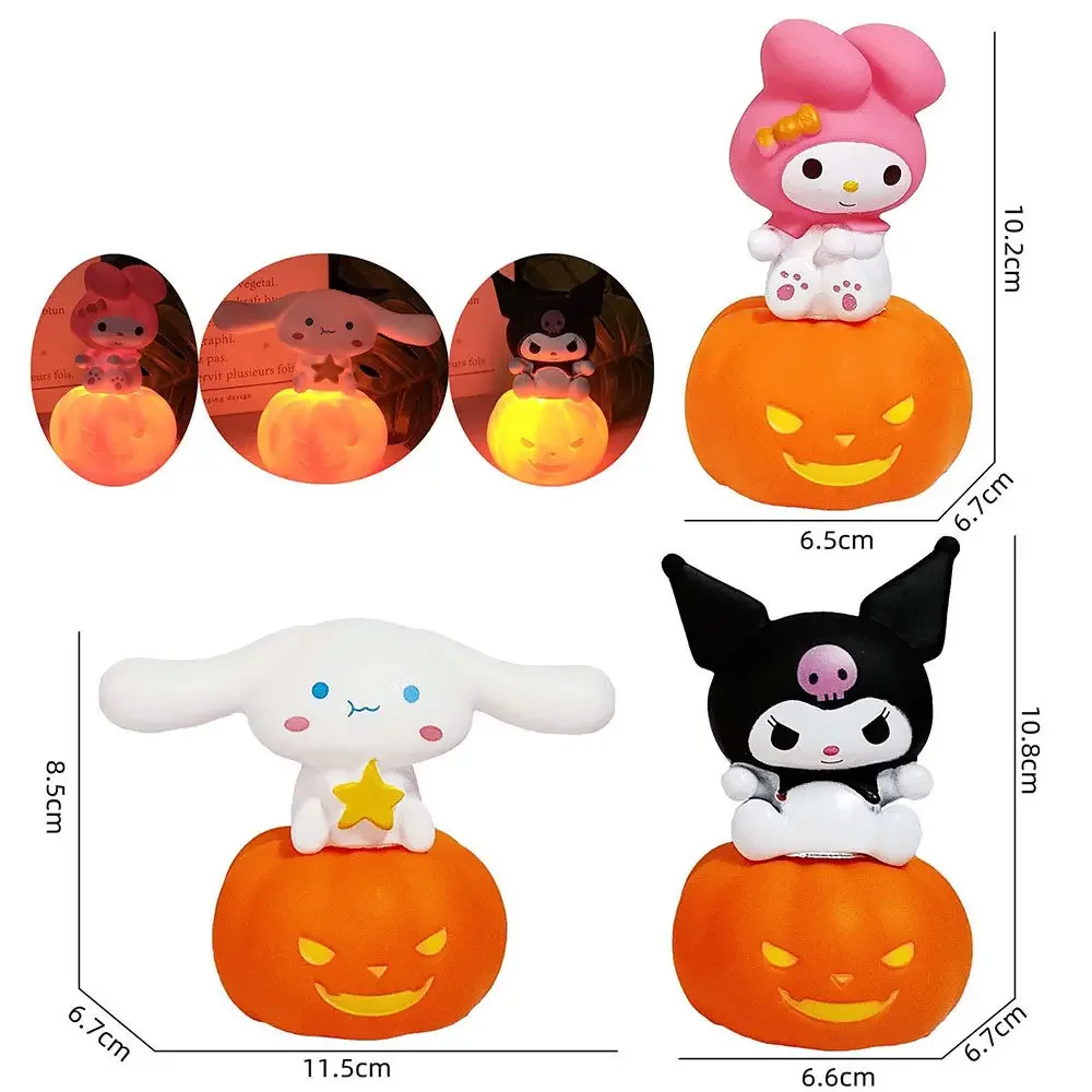 

Sanrio Anime Kawaii Figure My Melody Pumpkin Night Light Cute Kuromi Cinnamoroll Small Table Halloween Desktop Decoration Toys