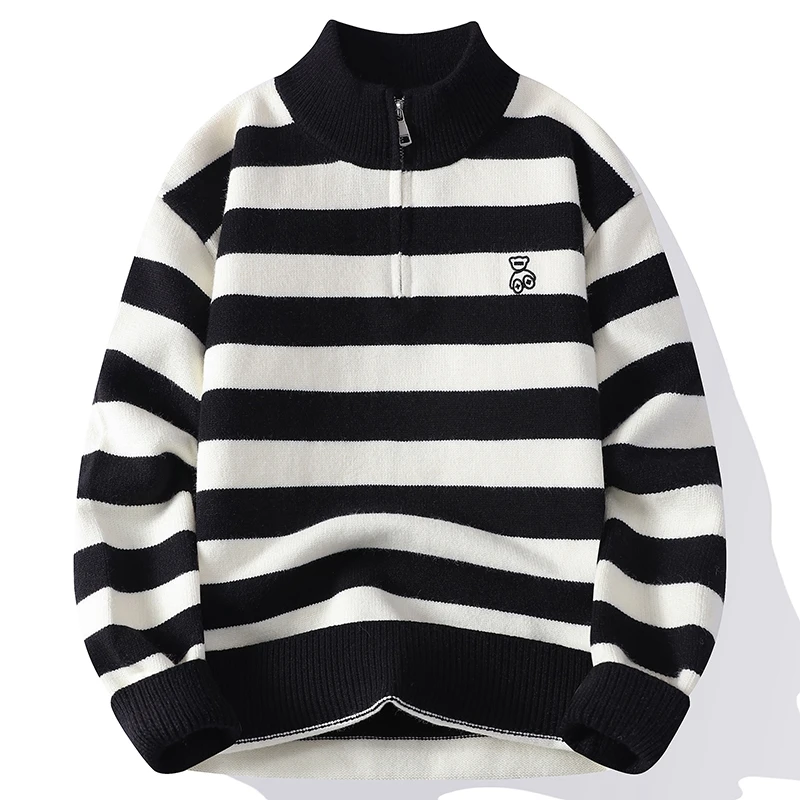 2026 New Autumn Winter High End Luxury Thin Wool Sweaters For Man Fashion Striped Men's Sweater Soft Warm Mens Christmas Jumper