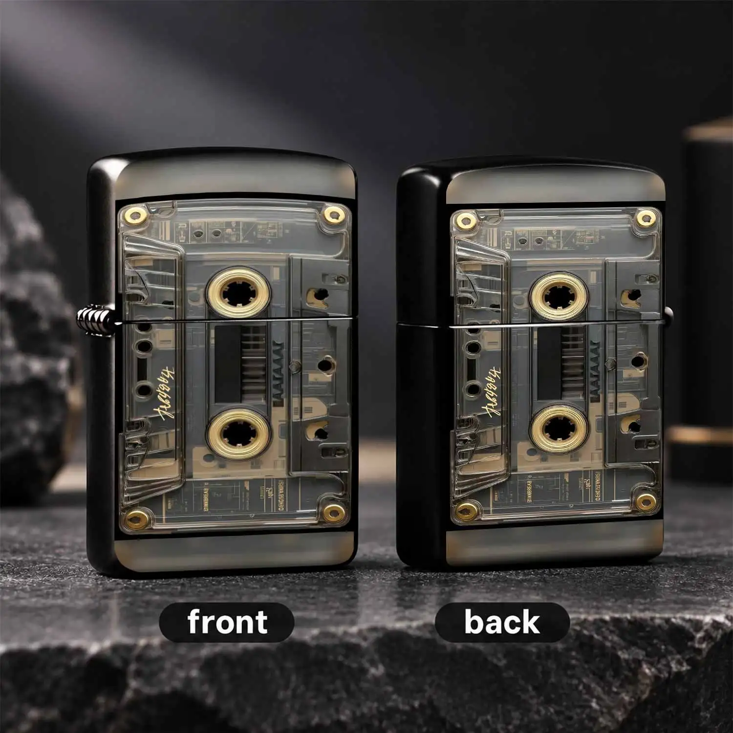 Vintage Transparent Cassette Tape Shaped Creative Retro Simulation Cassette Design Stylish Trendy Durable Housing Ignition Device Fun Portable Daily Use Collectible Gift For Men Nostalgic Atmosphere Accessory A Fun And Humorous Lighter
