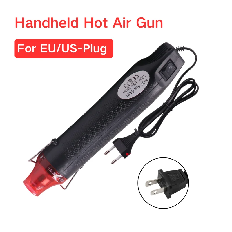 220/110V Hot Air Gun with Stand Mini Heater for DIY Craft Embossing Shrink Wrapping PVC Multi Function Handheld Electrical Tool