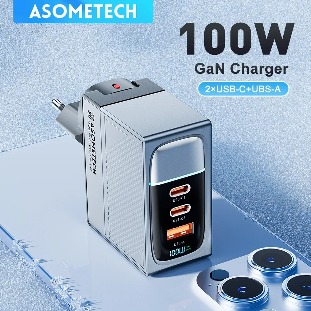 100W GaN Charger USB Type C Quick Charge PD QC 4.0 3.0 Fast Charger For iPhone 14 13 Pro Max Samsung S23 Xiaomi Macbook Tablet