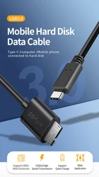 Super szybki kabel USB C 3.2 Gen1 do Micro B 3.0 kabel do ładowania danych Micro 10P USB kabel do Seagate WD Toshiba Extenal dysk twardy