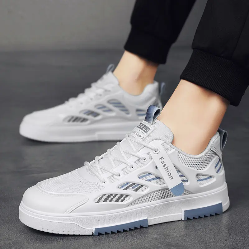 

2025 Summer Men's Breathable Mesh Casual Board Shoes Trendy Versatile Student Sports Footwear round Toe PVC Sole