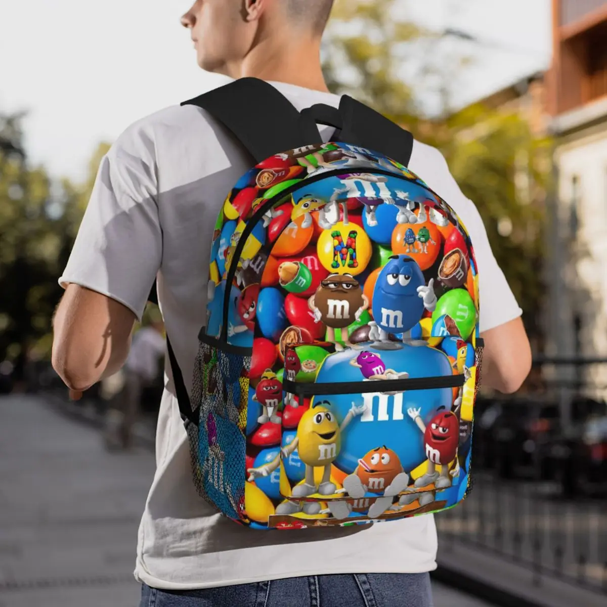 MM Chocolate Candy Cartoon Backpack Daypack Large Capacity Boys Girls BookBag School Bag Shoulder Bags for Men Women