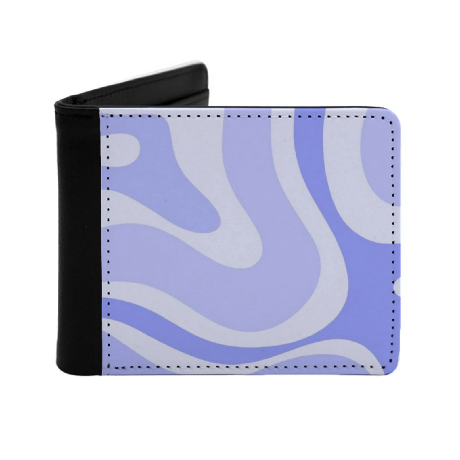 Modern Retro Liquid Swirl Abstract In Periwinkle Men Wallets Card Man's Wallet Short Purse Male Bag Abstract Pattern Purple