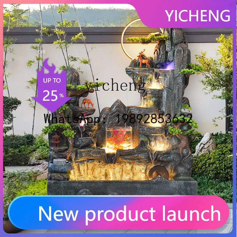 

T4 rockery circulating water fountain ornament lucky feng shui wheel fish pond courtyard hall