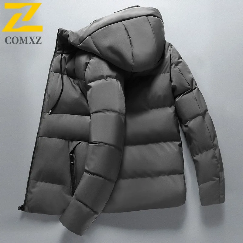 COMXZ Functional Cotton Coat 2025 New Men Trendy Double Layer Hooded Jacket Thickened Korean Style Warm Windproof Outerwear