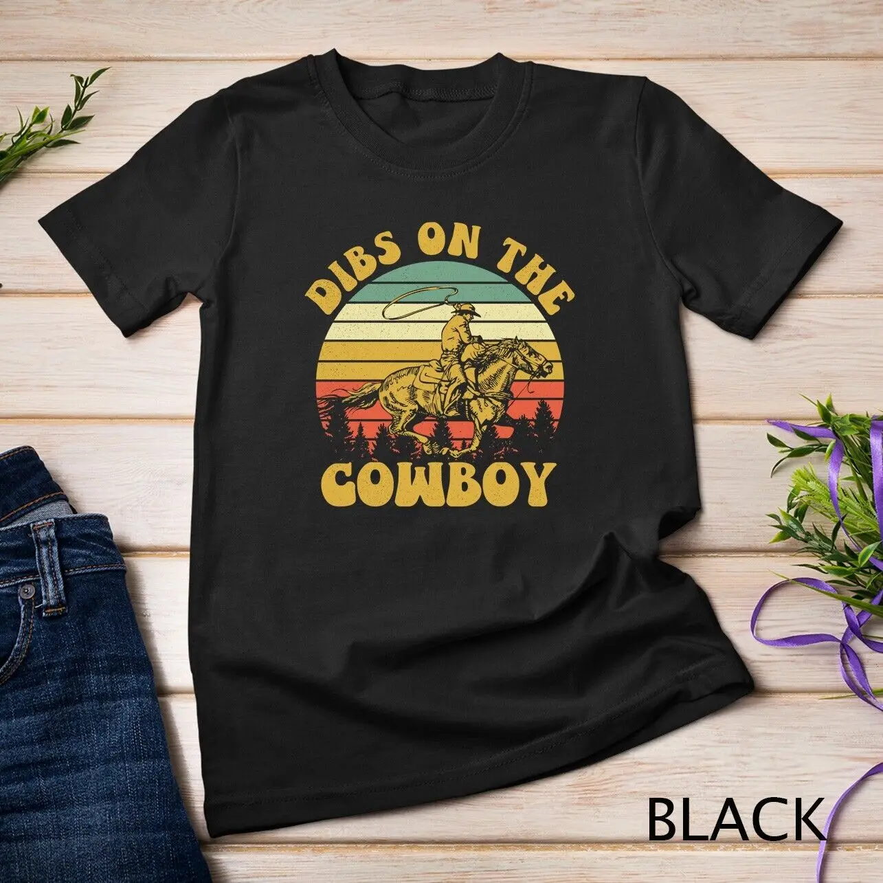 Vintage Western Rodeo Horse Riding Dibs On The Cowboy Unisex T-shirt