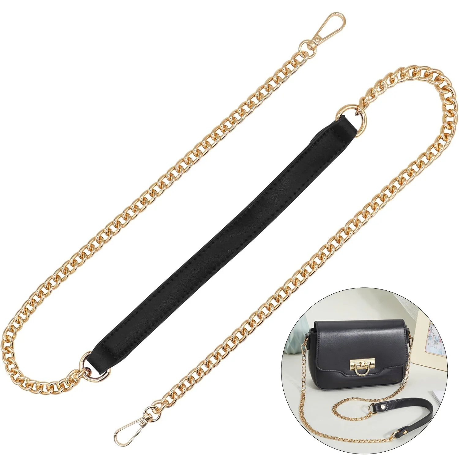 47 Inch PU Leather Purse Handles Chain Strap Shoulder Crossbody Chain Handbag Replacement Strap