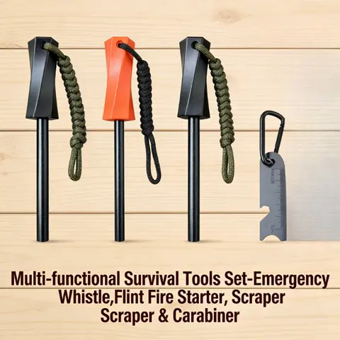 Bear Grylls Survival Fire Starter Magnesium Flint Rod Portable Emergency Firesteel Kit Compass Whistle for Camping Hiking Tools
