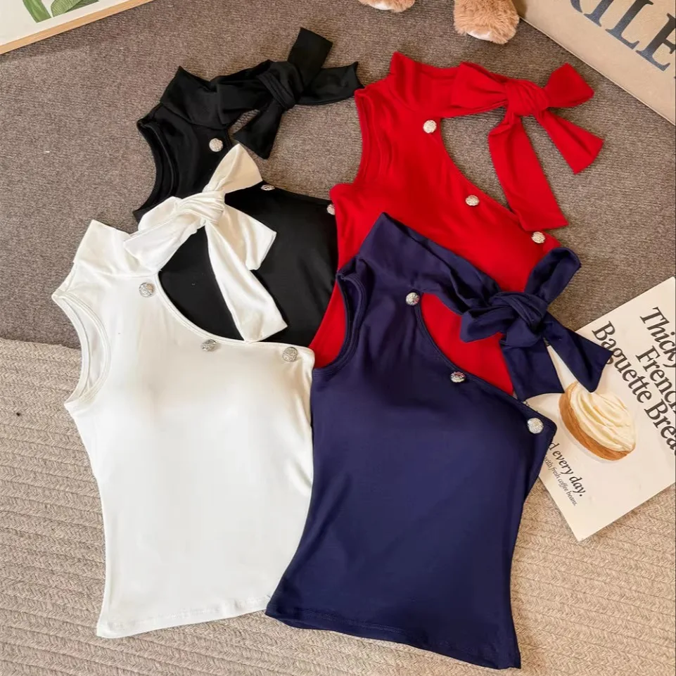 Canotta in ne pezzo Sle ter per ragazza calda di inizio autunno Canotta da donna in misto cotone dimagrante con design esposizione oulder