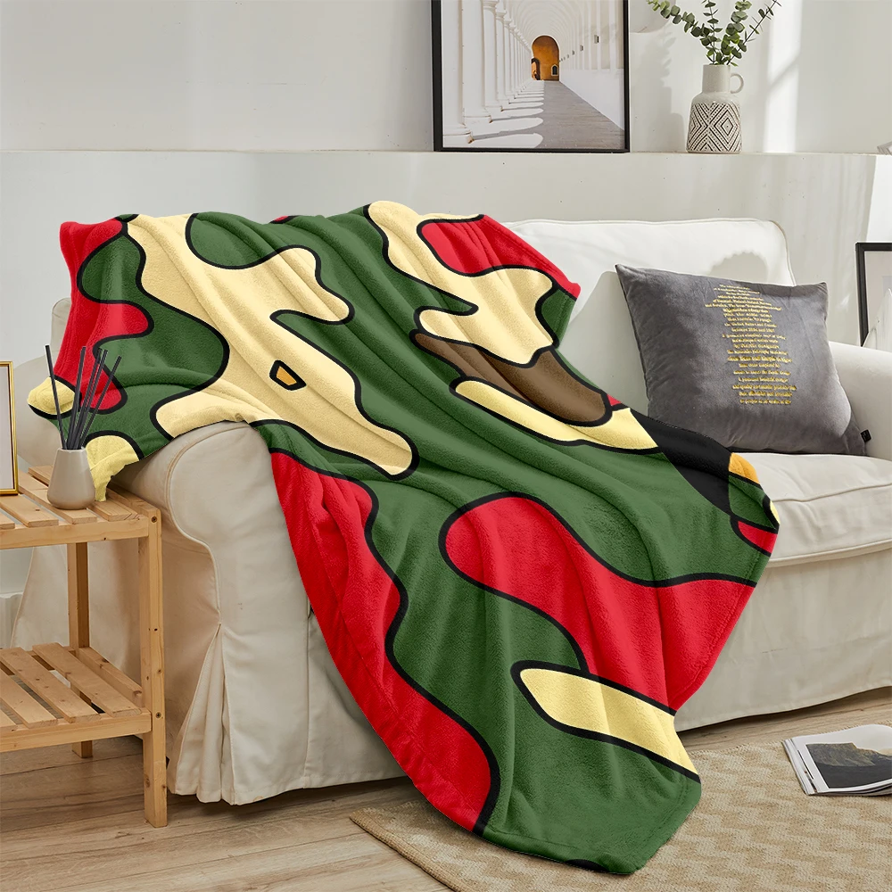 Colorful Cartoon Camouflage Flannel Blanket Soft Cozy Throw Blanket for Bed Sofa Couch Fuzzy Plush Bed Cover