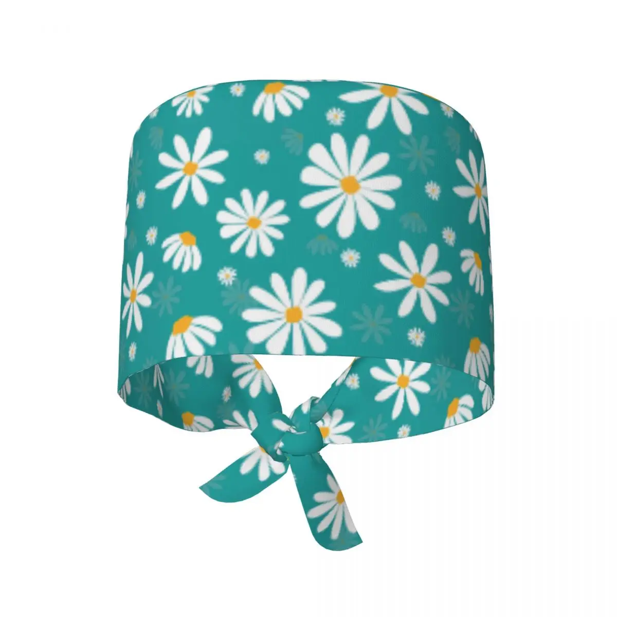 Nursing Hats White Daisy Floral Pattern Work Scrub Cap Fashion Medical Cap For Men Women Tie Back Custom Working Caps