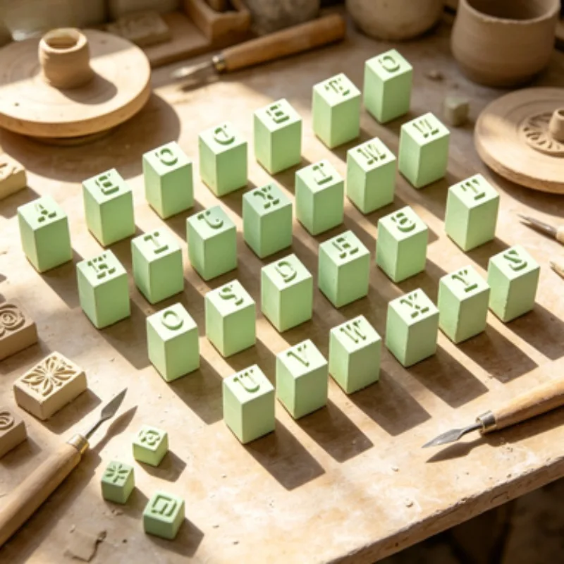26pcs A-Z Letter Clay Stamps Mini Alphabet Embossing Molds Reusable Clay Pattern Tools for Soft Polymer Clay Ceramic Handmade