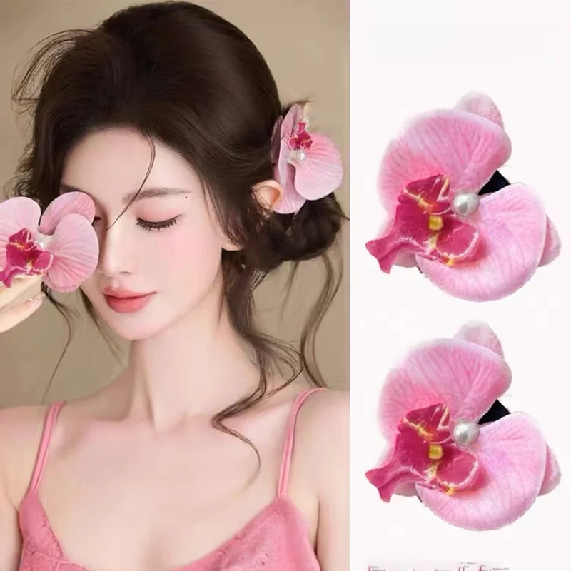 인터넷 연예인 나비 난초 헤어 클립, 신부 웨딩 원피스, 헤어 액세서리