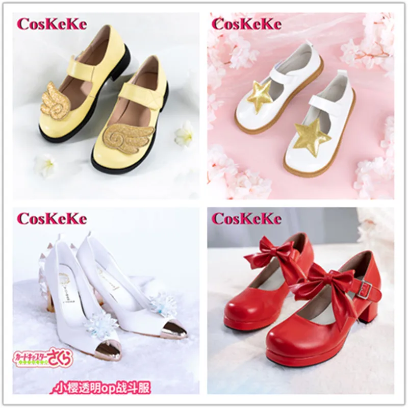 CosKeKe Kinomoto Sakura Shoes Cosplay Anime Cardcaptor Sakura Fashion Flat Kitten Heels Halloween Party Role Play Accessories