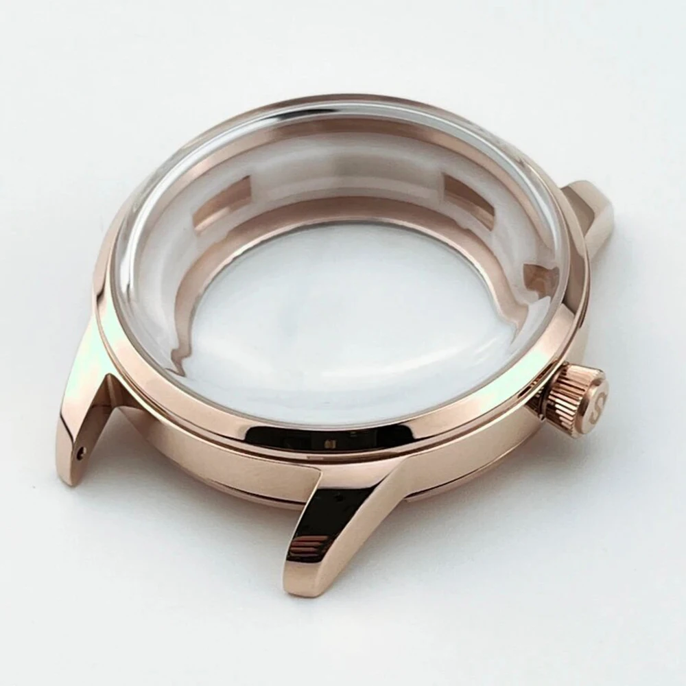 Cocktail Watch Case 40mm Arch Glass Fit NH35/NH38 Automatic Movement Transparent Backcover Steel Case Fit 35mm NH35 Dial