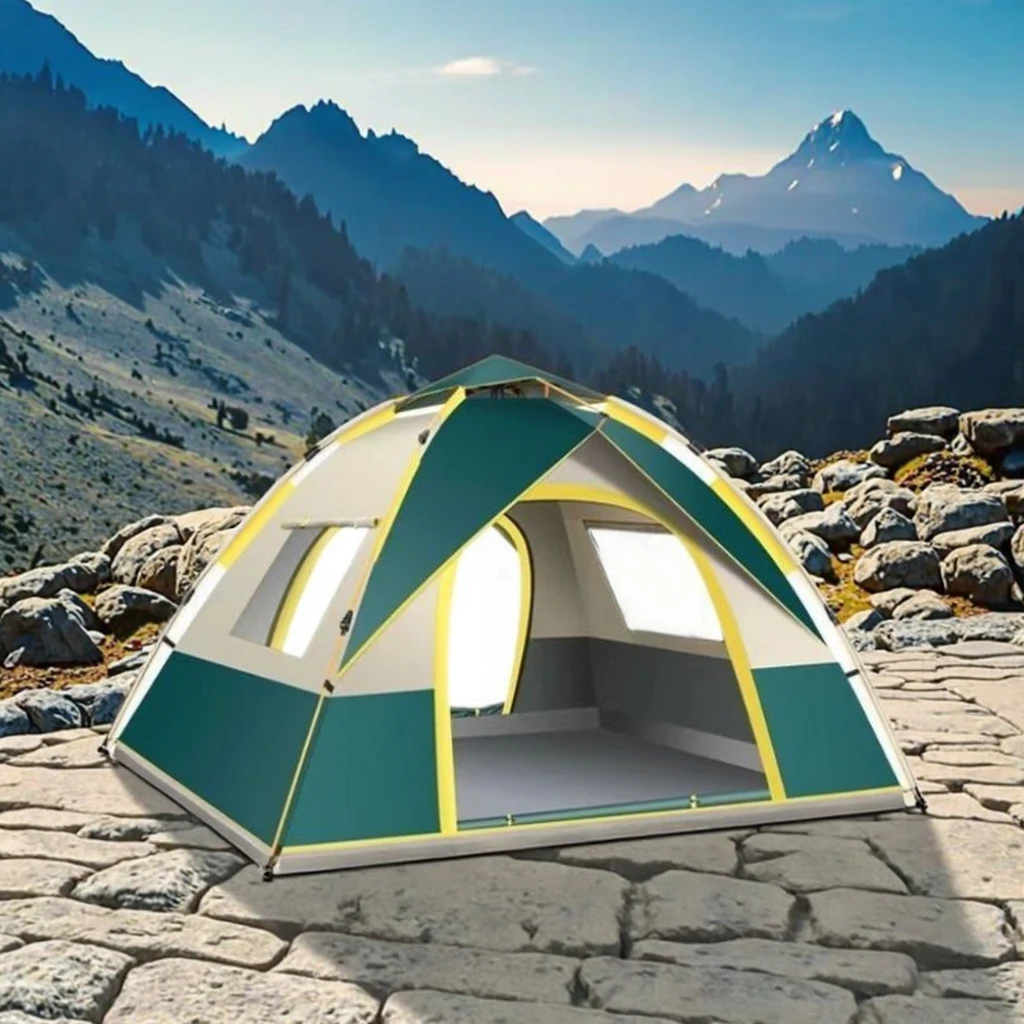 

Polyester Pop up Double Layer Foldable Portable Camping Tent with 2000-3000mm Waterproof Indoor/Outdoor Use Beach Equipment
