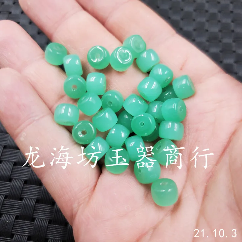 Ornament Scattered Beads Imitation Aventurine Barrel Beads Loose Beads Scattered Beads Imitation Jade Old-Styled Bead Beads Loos