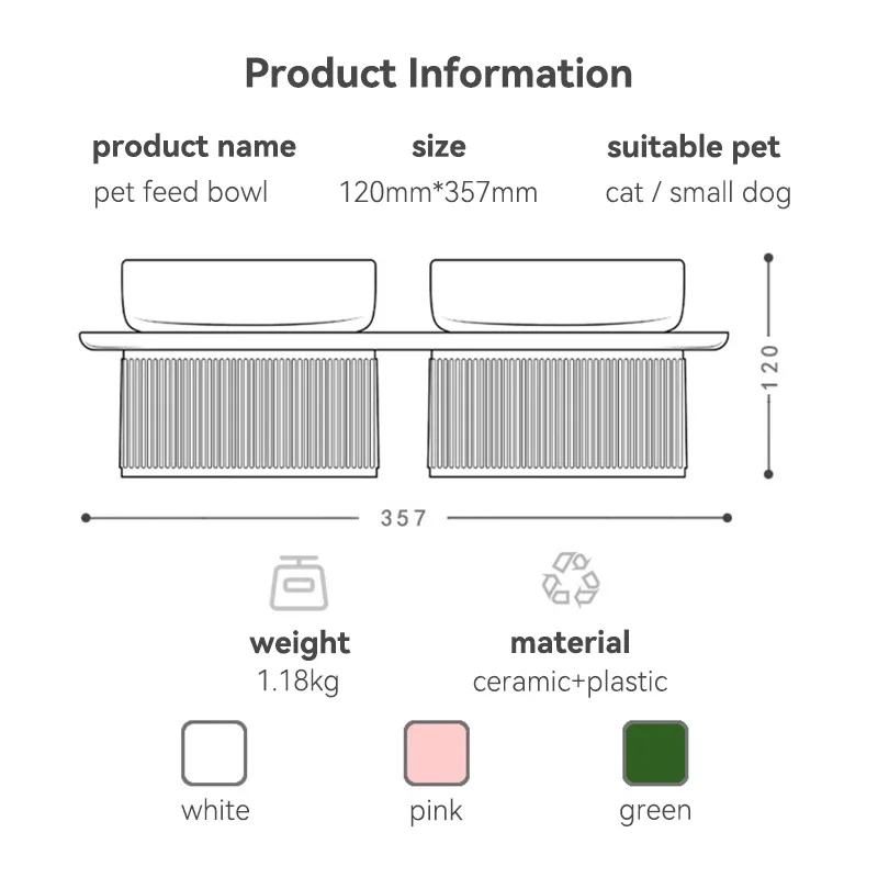 Imagem -05 - Gato Tigela Cerâmica Cães Comida Dupla Alimentadores de Água com Suporte Nórdico Animal de Estimação Elevado Beber Tigelas Gatos Alimentação Acessórios