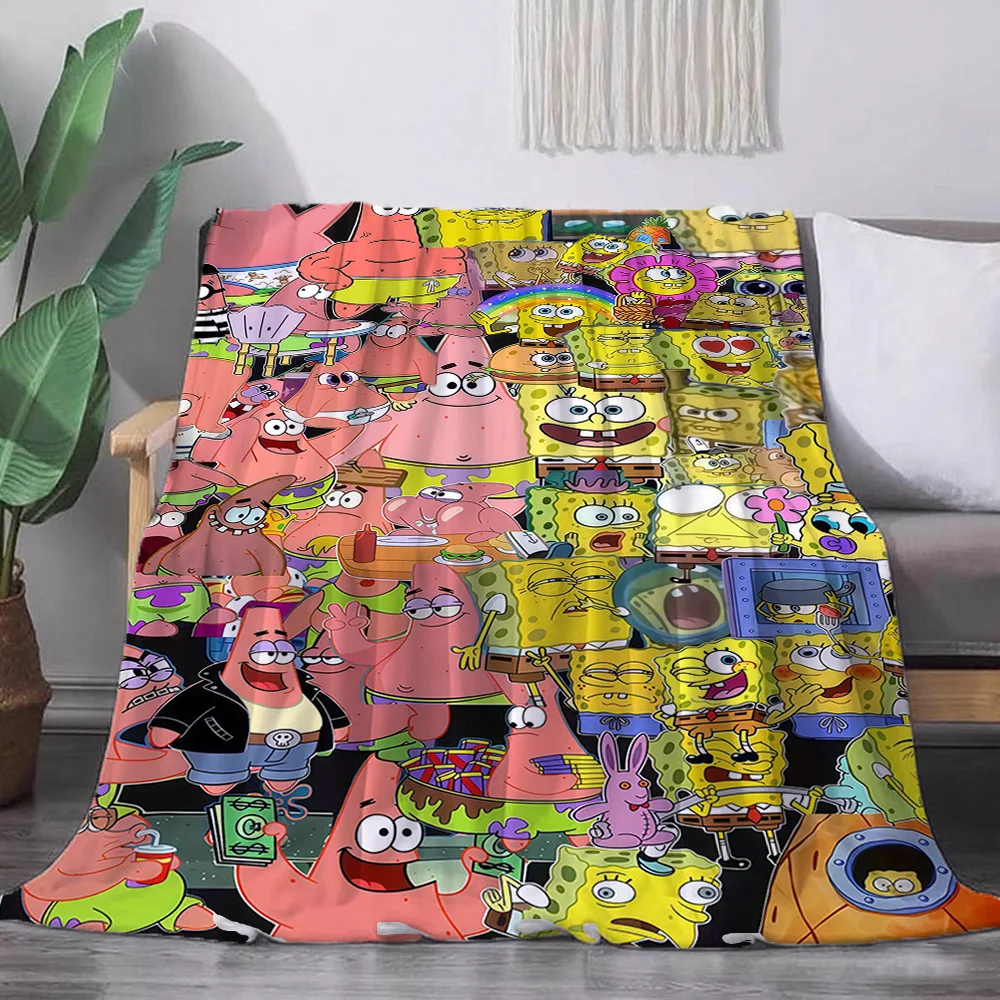 Sofa Blankets and Bedspreads Kawaii S-SpongeBob Bed Blanket Summer Comforter Christmas Camping Bedspread the Anime Coverlets Nap