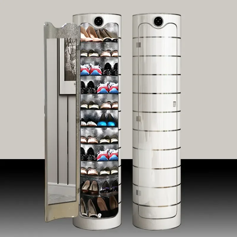 Rotatable Shoe Cabinet Hot Selling PVC Shoe Rack with Mirror and Deodorization Function