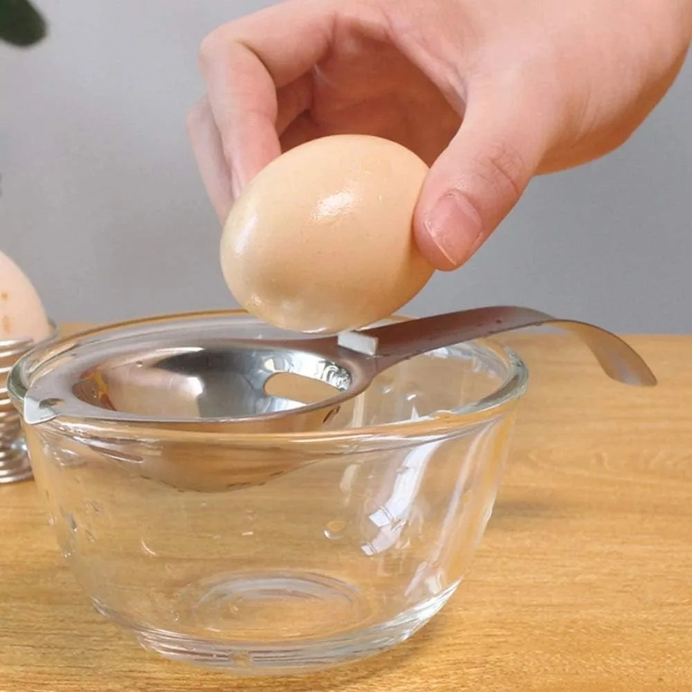 

Stainless Steel Egg Separator Extended Handle Integrated Design Egg Yolk White Filter Rust-proof Household Egg Sieve Baking