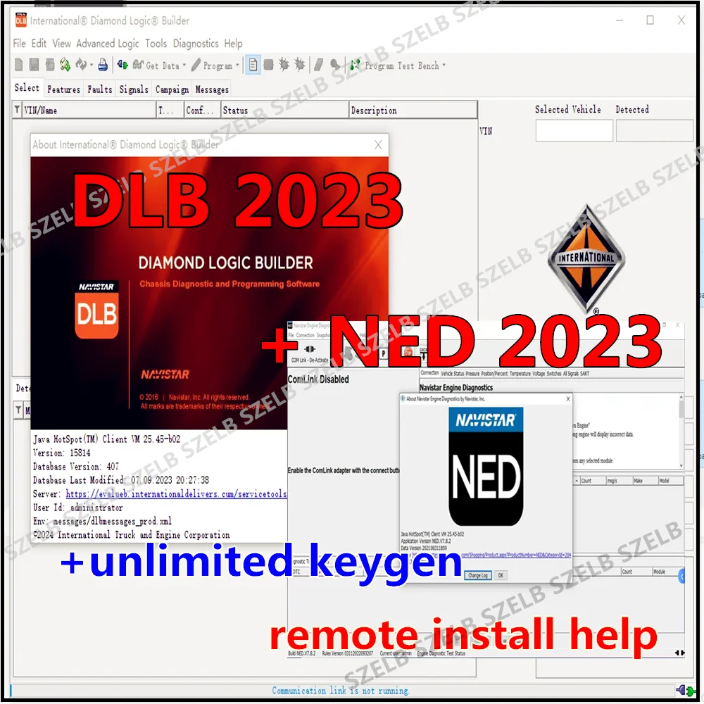 

Новейшая диагностика двигателя NED DLB Navistar 2023, DataBase Diamond Logic Builder с неограниченной настройкой удаленной установки Keygen