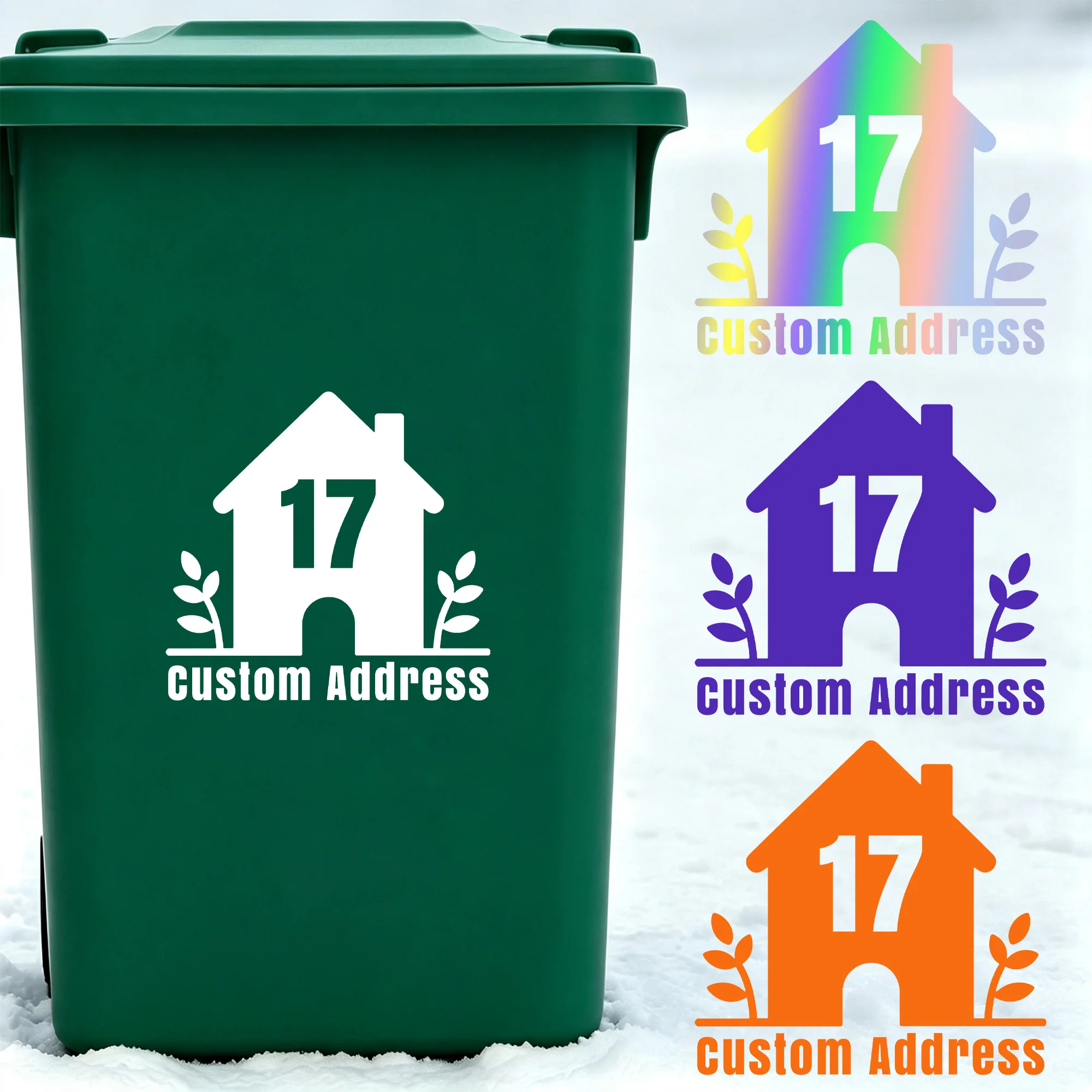 1pc/3pcs Custom House Address Wheelie Bin Stickers Personalized Self‑Adhesive Decals for Garbage Bin Outdoor Home Decor