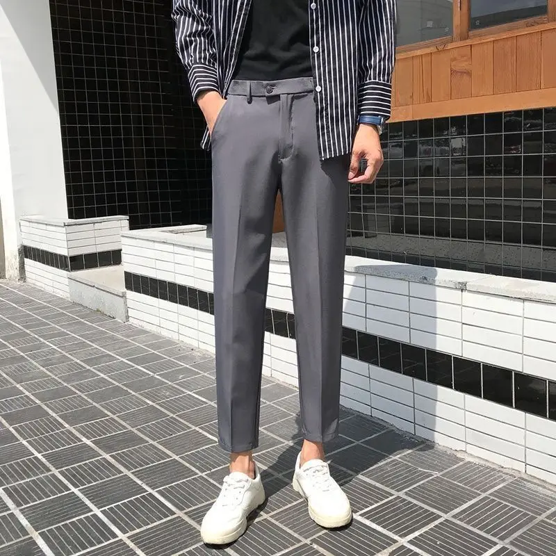 Work Straight Male Suit Trousers Office Plus Big Size Stylish Fabric Wear Clothes Men's Summer Pants Offer Korean Style Slacks