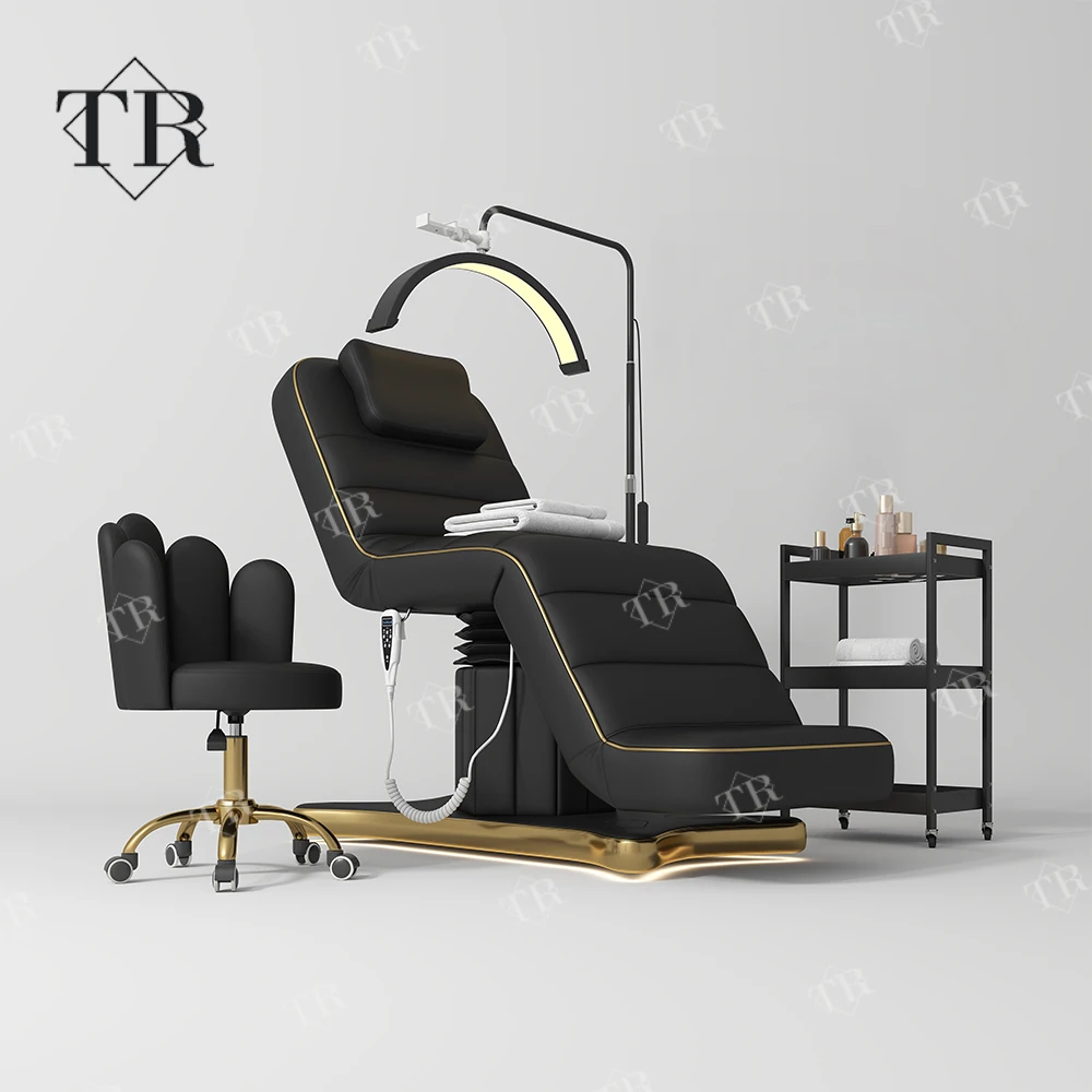 Turri-silla eléctrica de lujo para Spa Facial, cama estética de belleza, mesa estética, salón negro, belleza de pestañas, cama quirúrgica eléctrica