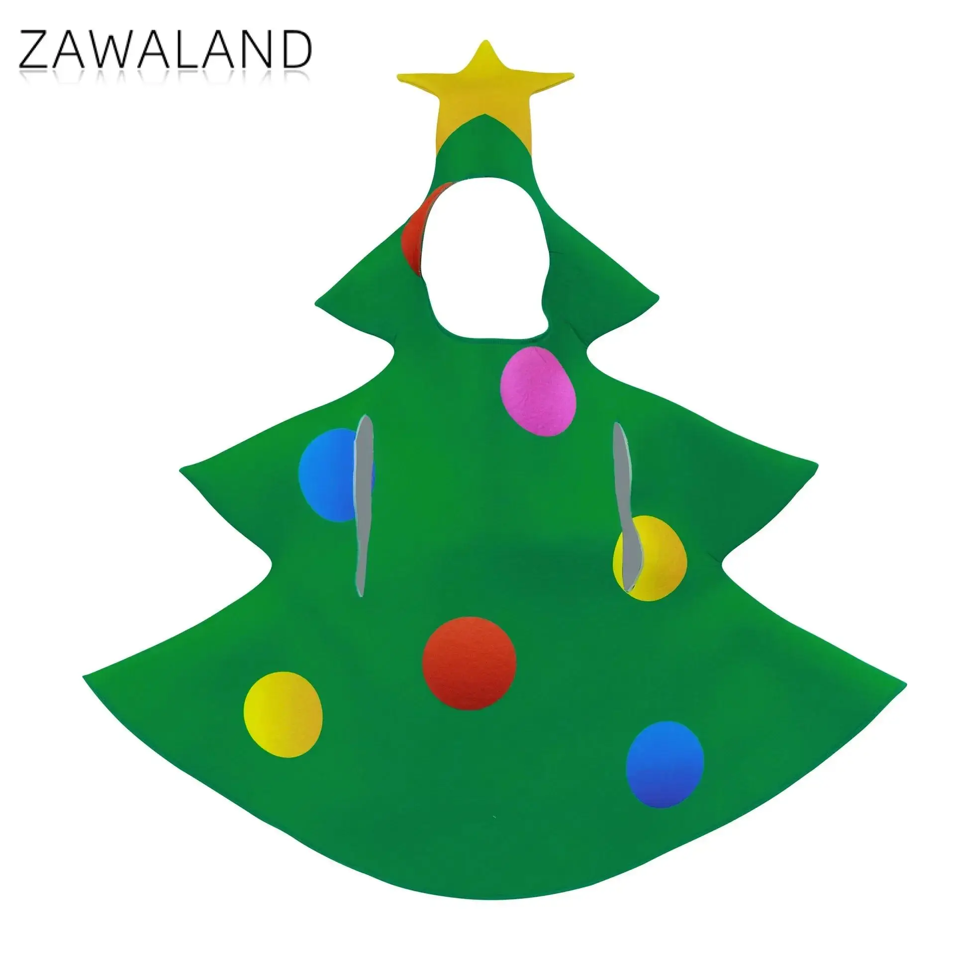 Zawaland Christmas Tree Costume Adult Boy Girl Xmas Cosplay Suit Fancy Party Disguise Clothes Holiday Dress Up Carnival Jumpsuit