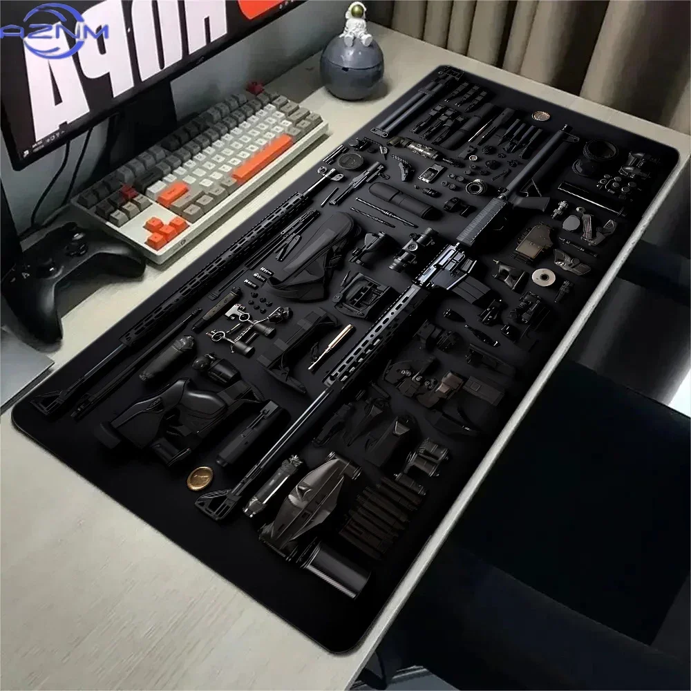 Oval Tactical Gun Large Mouse Pad Precision Gaming Design Desk Pads Anti-Slip Rubber Bottom 800X400 Washable Surface Office Mat