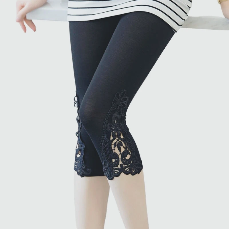 Onzichtbare kruisbroek Kant dames cropped broek Kant zomerlegging Ademend dun sexy volledig open legging Dames