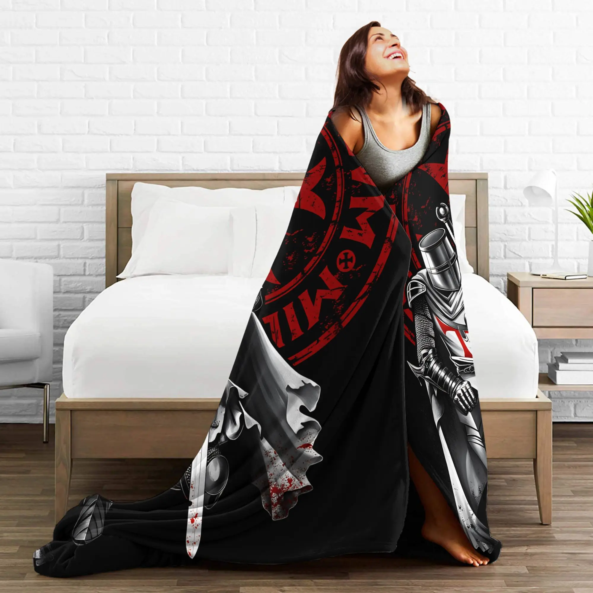 تمبلار الدم فارس الشرف الصليبية المقدسة بطانية جودة لينة رمي بطانية الشتاء الاطفال الكبار الأريكة السرير الجدة المفرش #3