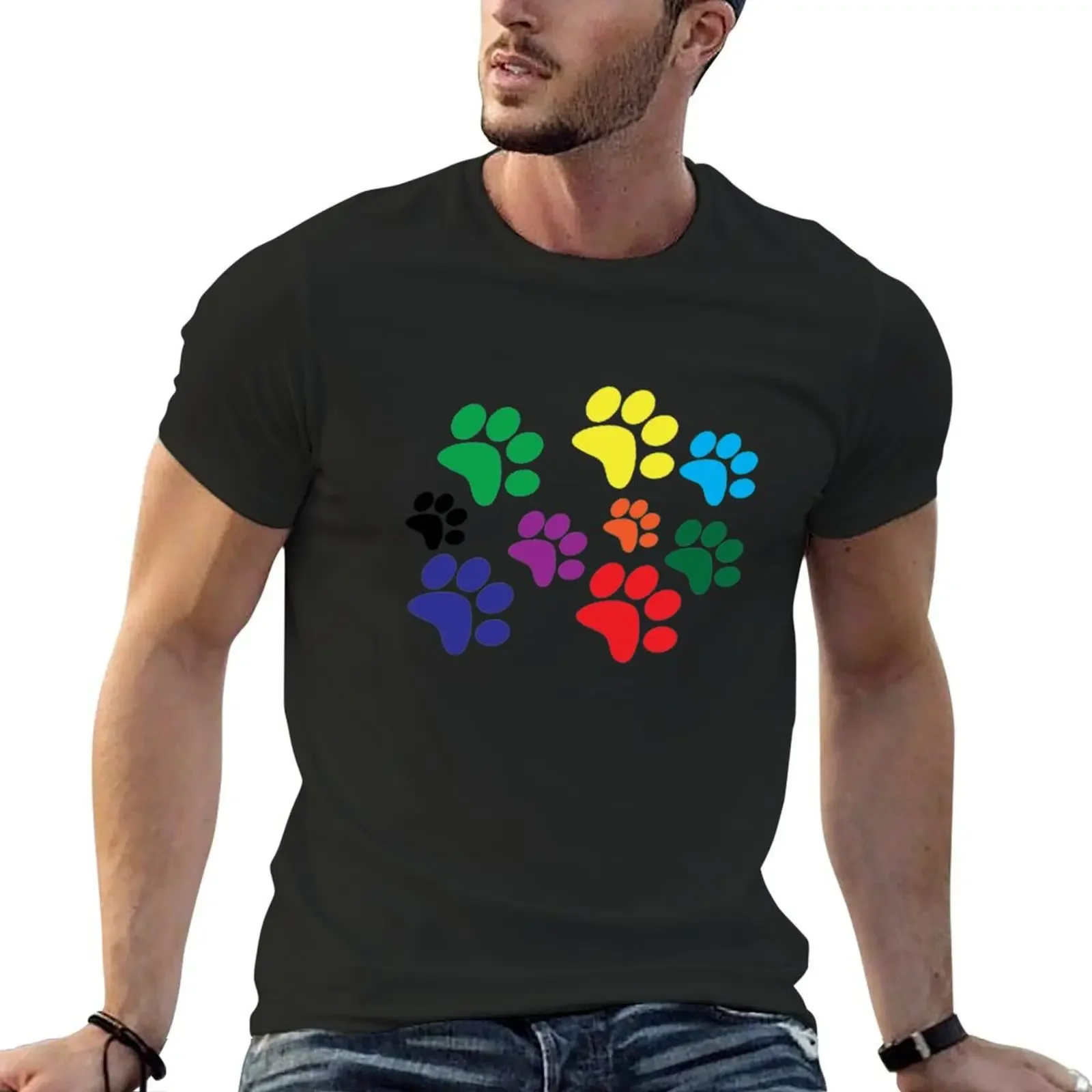 

Colorful dog paws T-Shirt shirts graphic tees hippie clothes mens clothes