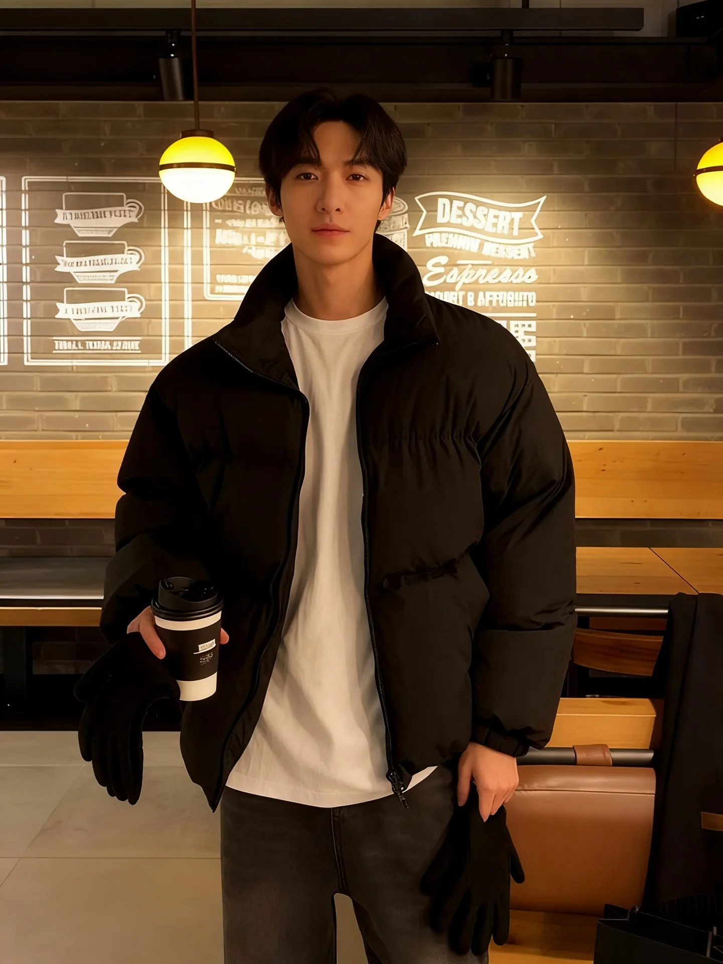 

Мужская зимняя куртка Cleanfit Pure Black: модный корейский стиль, теплая, прямого кроя, из полиэфирного волокна