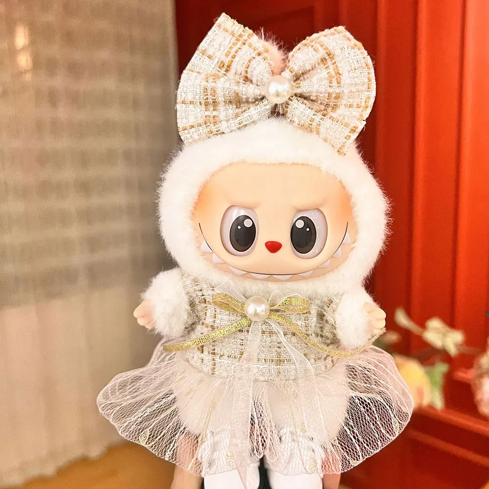For Labubu Doll Clothing Cute Plush clothes  Set 17cm Clothing Shoes Doll DIY Accessories Training Sitting Party Games Toys Gift
